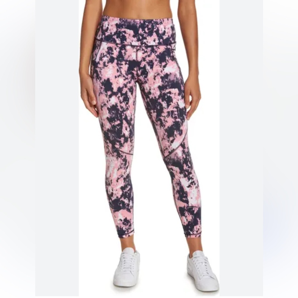 Sweaty Betty Power 7/8 Workout Leggings in Pink Abstract Tie Dye Print - Picture 1 of 7